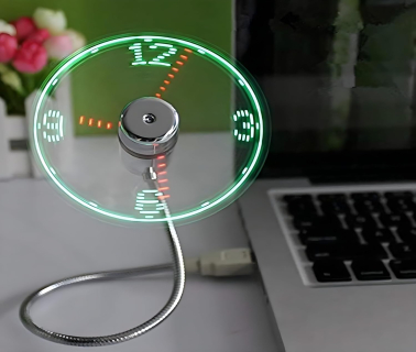 LED USB Clock Fan with Real Time Display Function