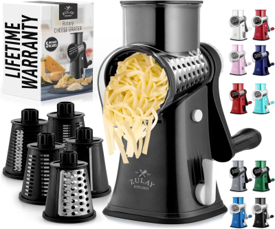 Zulay Rotary Cheese Grater 5 Blade Cheese Shredder